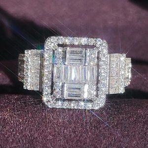 NEW LUXURY ENGAGEMENT S925 STERLING SILVER DIAMOND RING